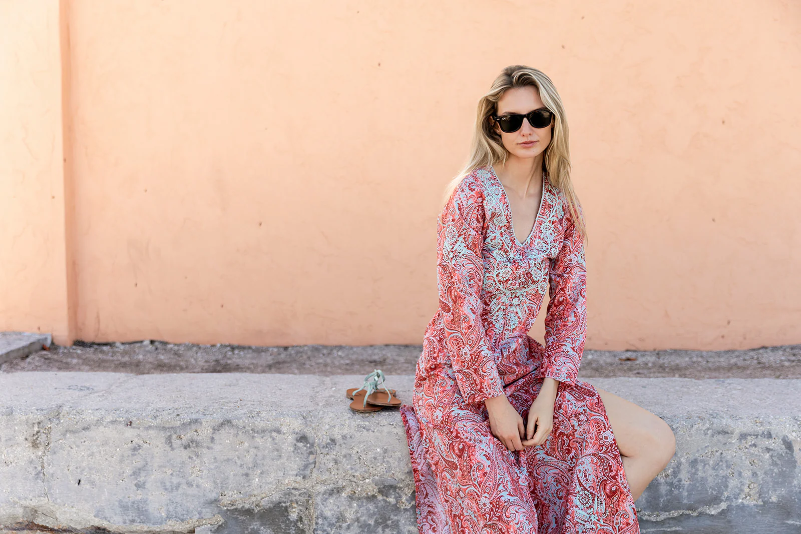 Chloe Caftan Cotton - Celeste Paisley - Image 11