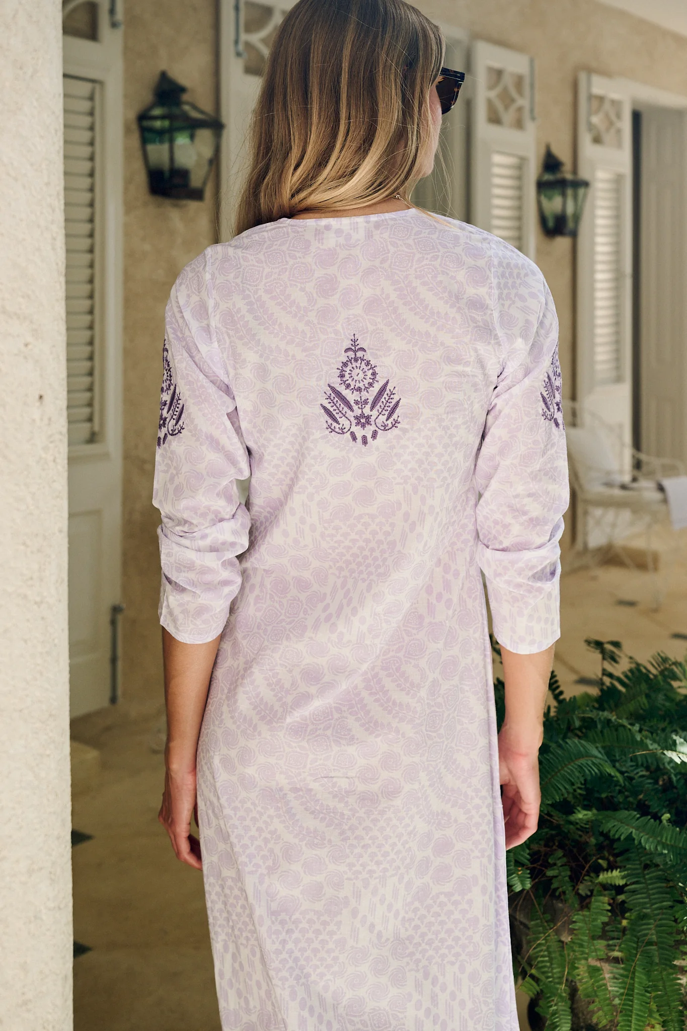 Chloe Caftan Cotton - Lavender Mosaic - Image 12