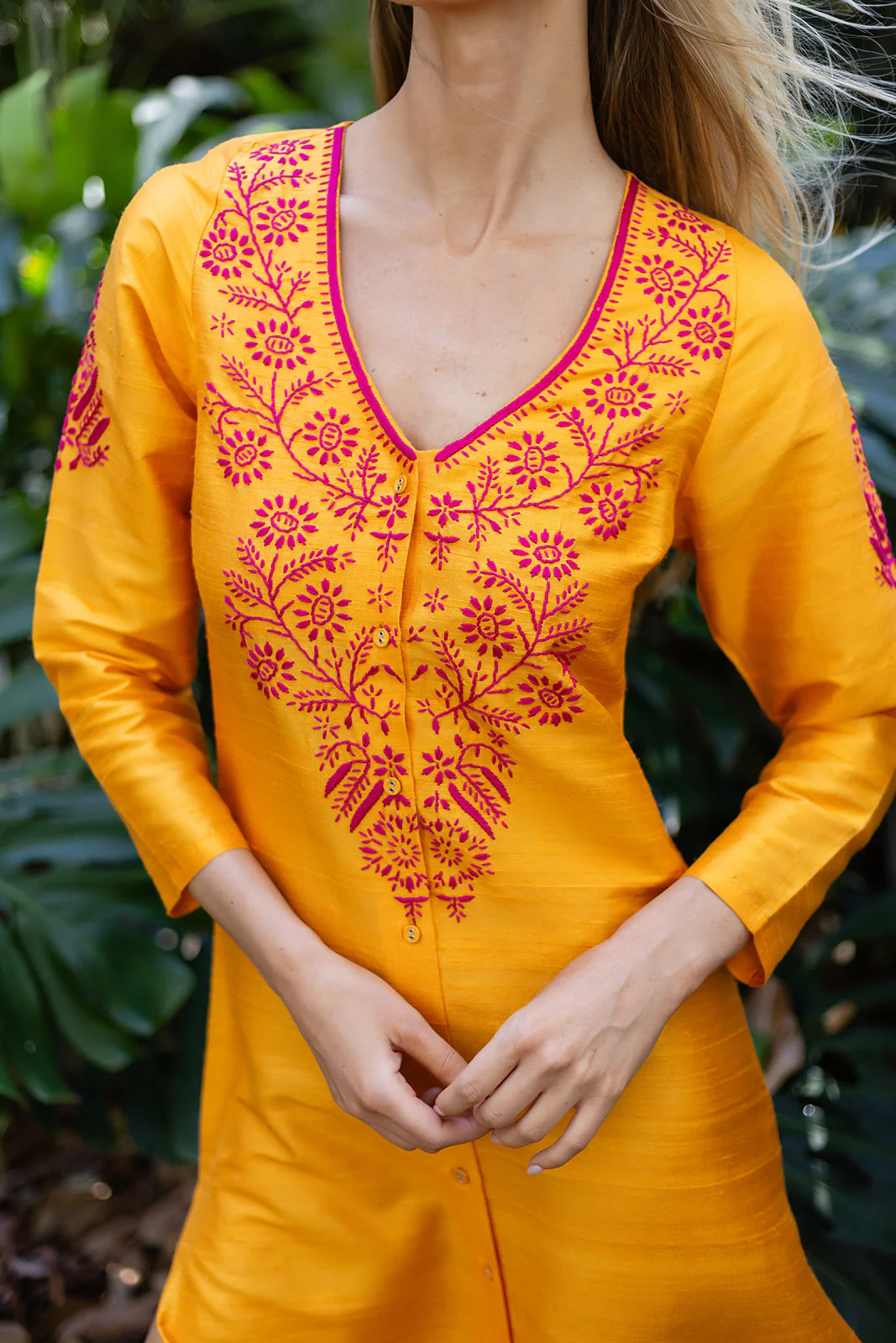 Chloe Caftan Dupioni - Mango - Image 5