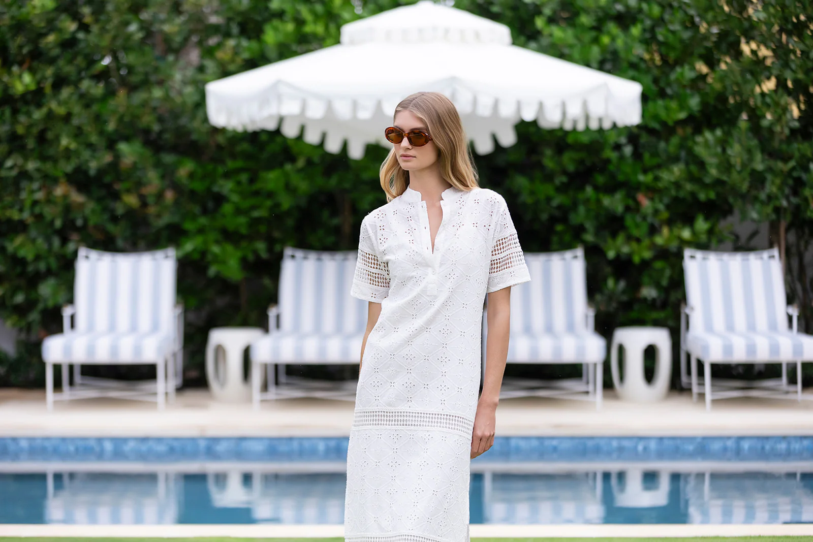 Short Sleeve Majorelle Eyelet - Blanc - Image 11