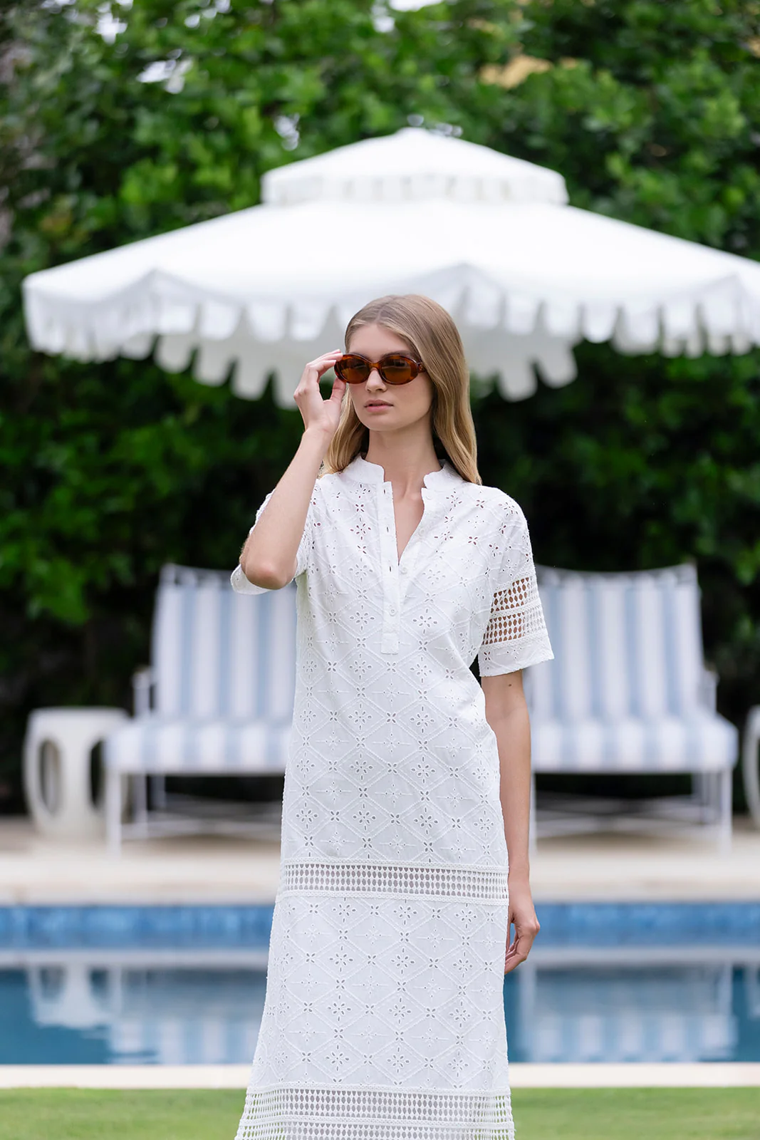 Short Sleeve Majorelle Eyelet - Blanc - Image 3