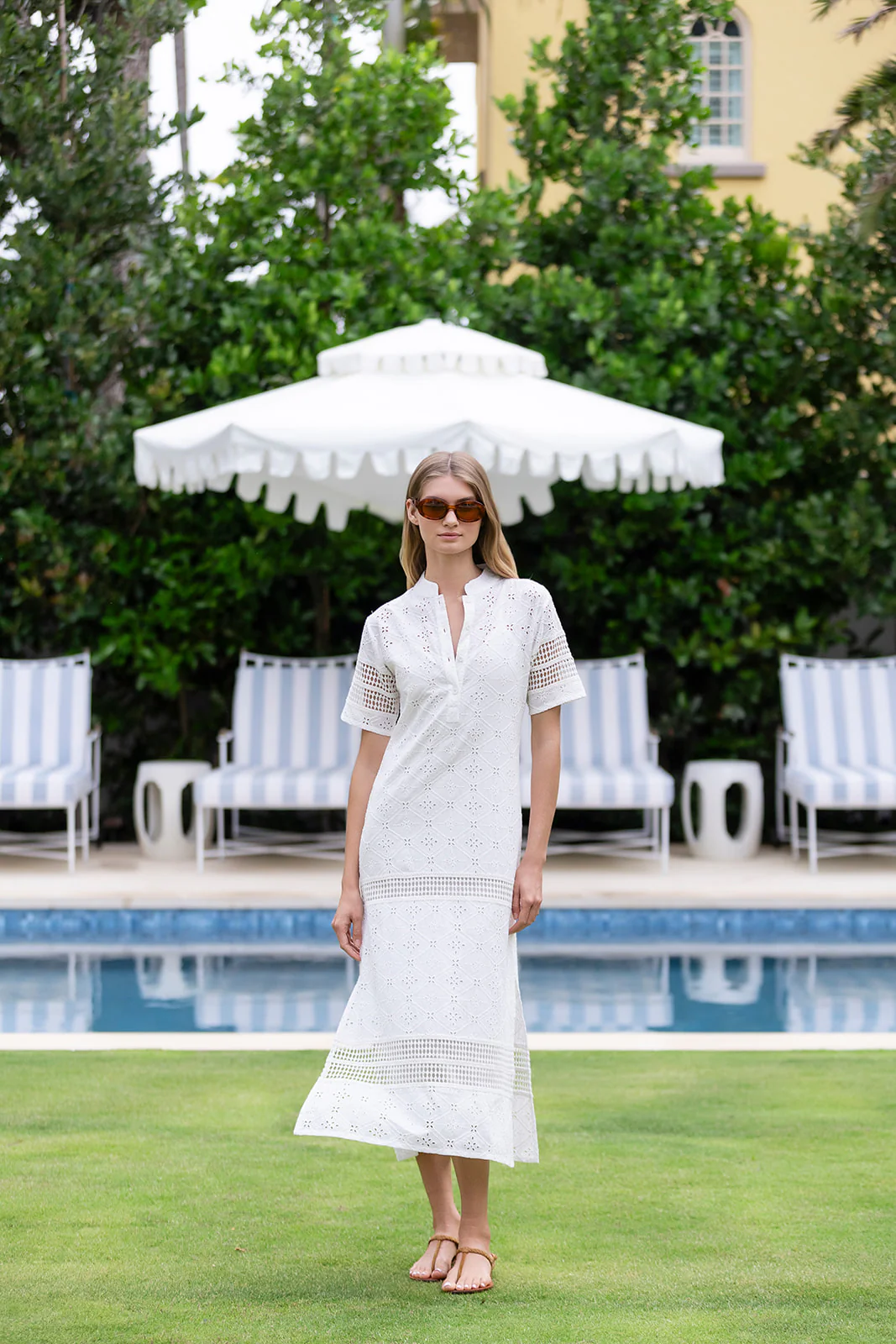 Short Sleeve Majorelle Eyelet - Blanc - Image 6